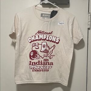 Indiana Hoosiers Kids National Champions Graphic Tee - Cream with Red Print